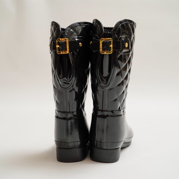 Hunter Refined Quilted Gloss Rain Boots NWOT - Picture 3 of 10